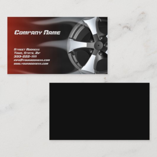 Auto-Reparaturservice für geflammtes Reifen - rote Visitenkarte (Vorne/Hinten)