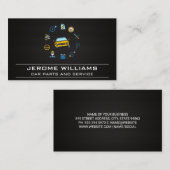 Auto-Reparaturservice und Ersatzteilsymbol Visitenkarte (Vorne/Hinten)