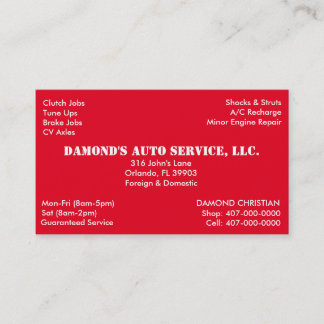 Auto-Reparaturwerkkarte Visitenkarte