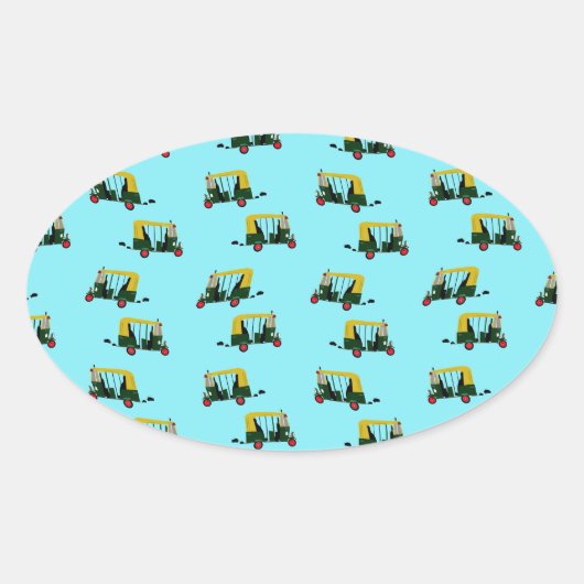Auto Rickshaw Ovaler Aufkleber (Vorderseite)