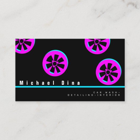 Auto Rim Neon Pink Black Visitenkarte (Vorderseite)