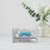 Auto-Saubere-Logo | Woman Washing Car Visitenkarte (Stehend Vorderseite)