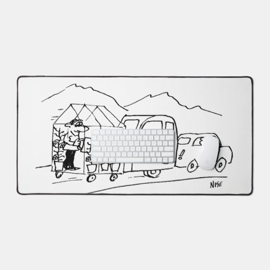 Auto schleppt eine Karawane und ein Greenhouse. Fu Schreibtischunterlage (Tastatur & Maus)