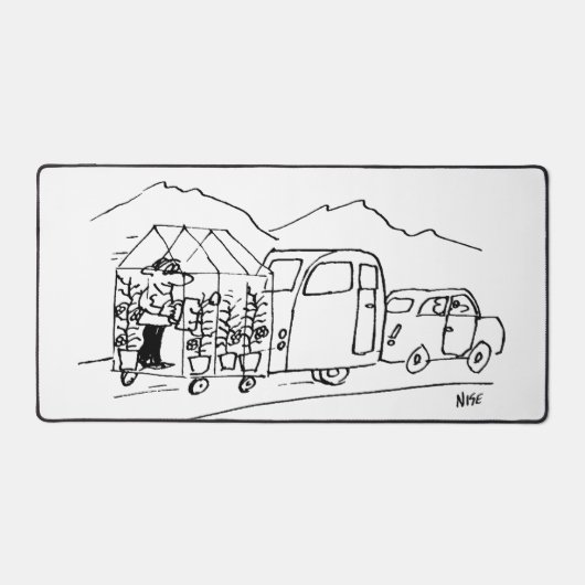 Auto schleppt eine Karawane und ein Greenhouse. Fu Schreibtischunterlage (Vorderseite)