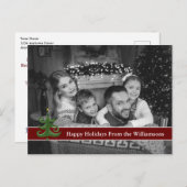 Auto Schwarz-Weiß-Foto mit Christbaum Postkarte (Vorne/Hinten)