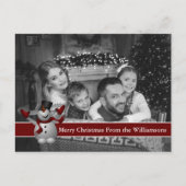 Auto Schwarz-Weiß-Foto mit Schneemann Postkarte (Vorderseite)