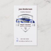 Auto Service Blue und Silver Car Logo Visitenkarte (Vorderseite)