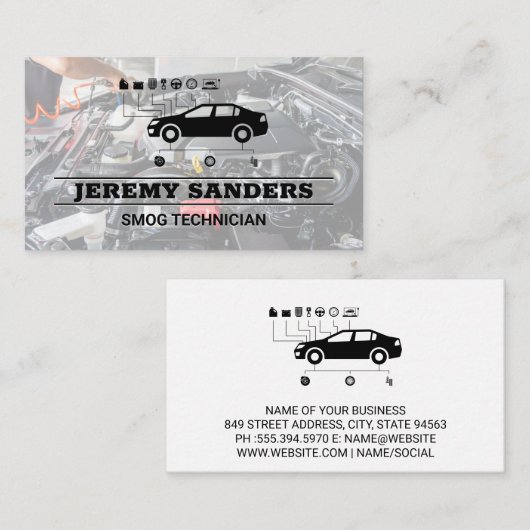 Auto-Service-Logo | Motor Bay Business Card Visitenkarte (Vorne/Hinten)