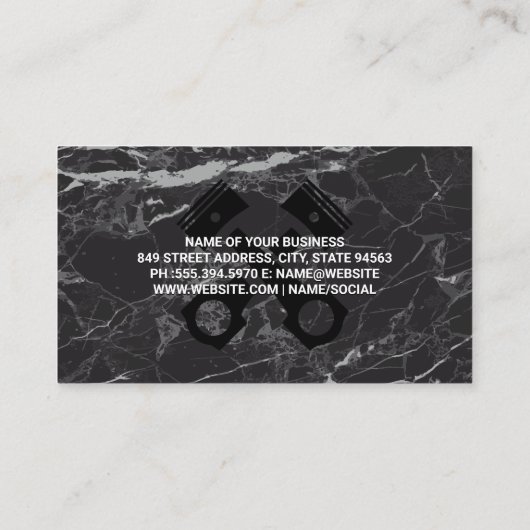 Auto-Service-Logowrends | Schwarzer Marmor Visitenkarte (Rückseite)
