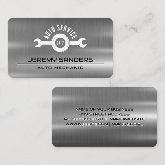 Auto-Service-Schlüssel-Logo | Metallindustrie Visitenkarte (Vorne/Hinten)