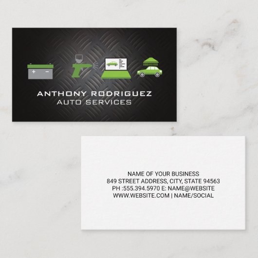 Auto-Service-Symbole | Mechaniker Visitenkarte (Vorne/Hinten)