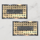 Auto-Service-Symbole | Metallischer Hintergrund Visitenkarte (Vorne/Hinten)