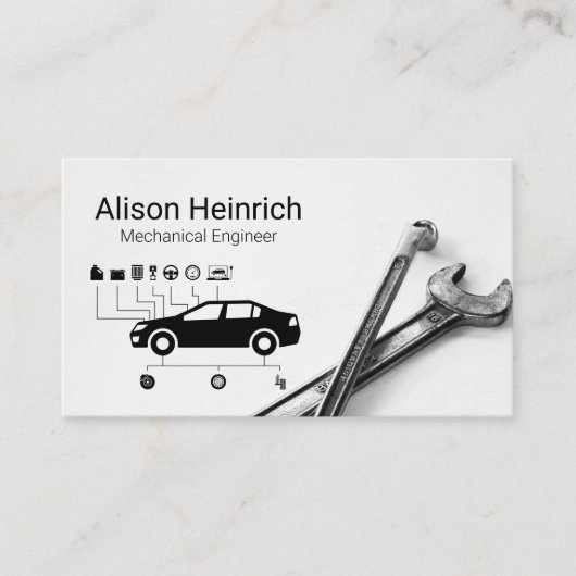 Auto Services-Diagramm | Wrenches | Mechanik Visitenkarte (Vorderseite)