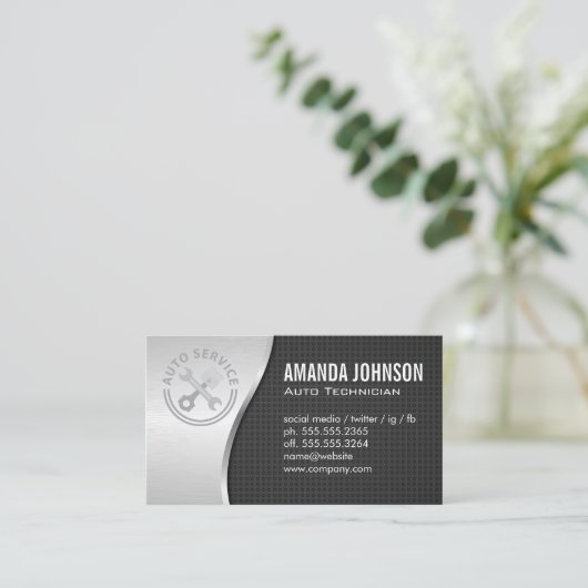 Auto Services | Mechanic | Tech Visitenkarte (Stehend Vorderseite)