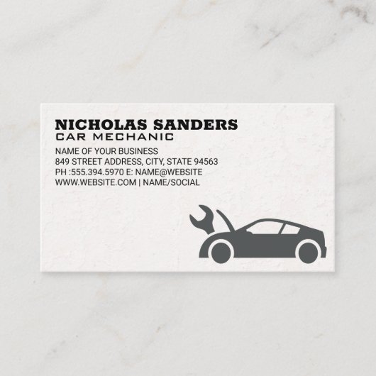 Auto Shop | Car Wrench Icon Visitenkarte (Vorderseite)