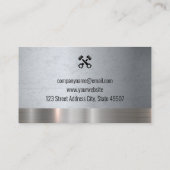 Auto Shop | Metallischer Grunge Visitenkarte (Rückseite)
