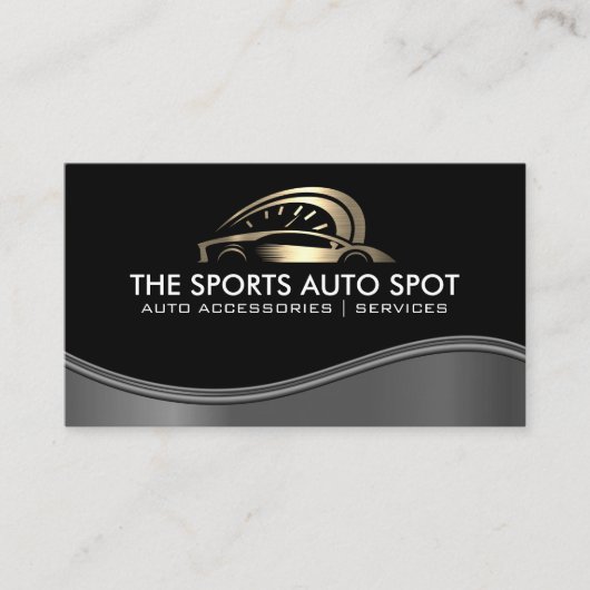 Auto Sports Gold Logo | Metallwelle Visitenkarte (Vorderseite)