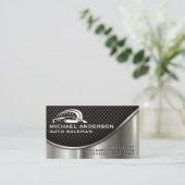 Auto-Sportwagen-Logo | Industriemetallic Visitenkarte (Stehend Vorderseite)