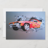 Auto stürzt durch die Mauer Einladung (Vorderseite)