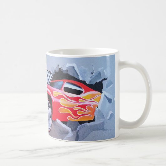 Auto stürzt durch die Mauer Kaffeetasse (Rechts)