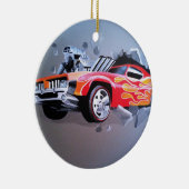 Auto stürzt durch die Mauer Keramikornament (Rechts)