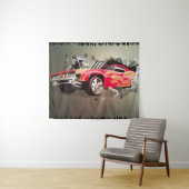 Auto stürzt durch die Mauer Wandteppich (Beispiel (Horizontal))