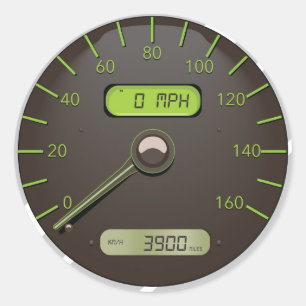Auto-Tachometer Cartoon Runder Aufkleber