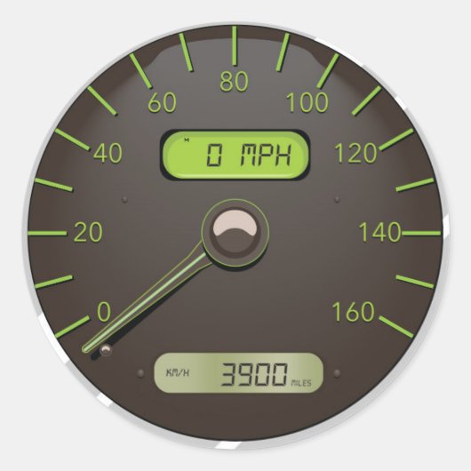 Auto-Tachometer Cartoon Runder Aufkleber (Vorderseite)