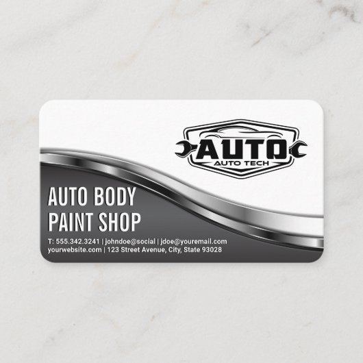 Auto Tech Body Shop | Car Service Icons Visitenkarte (Vorderseite)