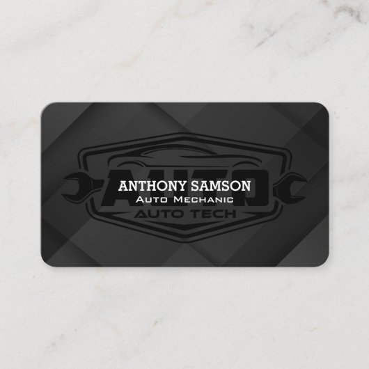 Auto Tech Logo | Elegantes Schwarz Visitenkarte (Vorderseite)