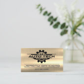 Auto Tech Wrenches Getriebe Mechanik | Goldmetall Visitenkarte (Stehend Vorderseite)