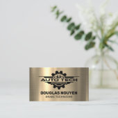 Auto Tech Wrenches | Gold Metallic Visitenkarte (Stehend Vorderseite)