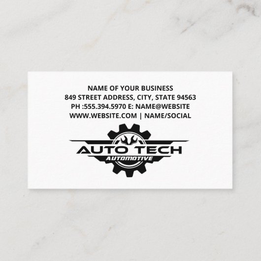 Auto Tech Wrenches | Gold Metallic Visitenkarte (Rückseite)