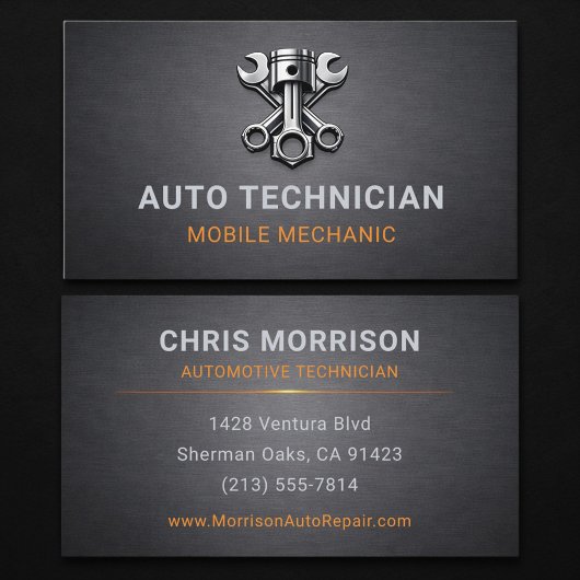 Auto-Techniker Tech Mechaniker Metallisch Visitenkarte