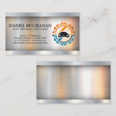 Auto Teile und Dienstleistungen | Metallic Brushed Visitenkarte (Vorne/Hinten)