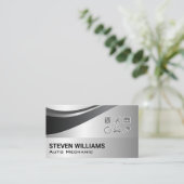 Auto Teile und Dienstleistungen | Metallischer Hin Visitenkarte (Stehend Vorderseite)