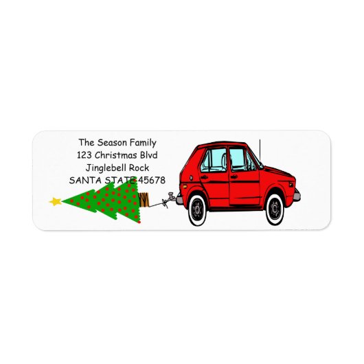 Auto und Baum Weihnachtslabel (Vorne)