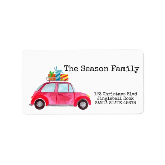 Auto und Weihnachtsgeschenke Adressaufkleber (Vorne)