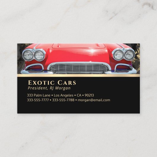 Auto Verkauf, Exotic Cars Red Sports Car, Ihr Foto Visitenkarte (Vorderseite)