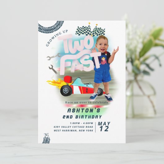 Auto wächst zwei schnell einladung (Stehend Vorderseite)