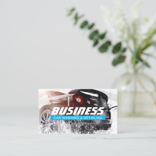 Auto Wash & Auto Detection Light Blue Visitenkarte (Stehend Vorderseite)