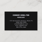 Auto-Wash & Auto Detection Modernes Black Visitenkarte (Rückseite)