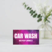 Auto Wash & Auto Detection Pink Neon Visitenkarte (Stehend Vorderseite)