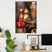 Auto - Weißer Flash Benzin Poster (Heimbüro)