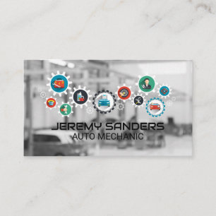 Auto Werkstatt Mechaniker-Service-Symbole Visitenkarte