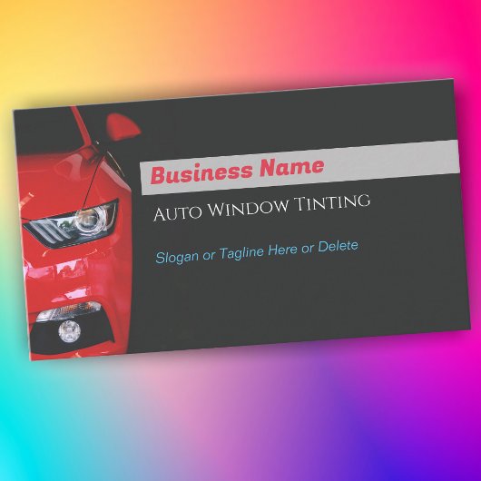 Auto Window Tinting, Red Sports Car, QR Code Visitenkarte
