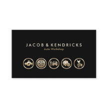 Auto Workshop Gold Icons BusinessCard