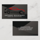 Auto Wrench Car | Schwarzer Glanzstil Visitenkarte (Vorne/Hinten)