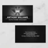 Auto Wrenches Logo | Metallisches Kohlenstofffaser Visitenkarte (Vorne/Hinten)