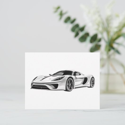 Auto zeichnend II Postkarte (Stehend Vorderseite)